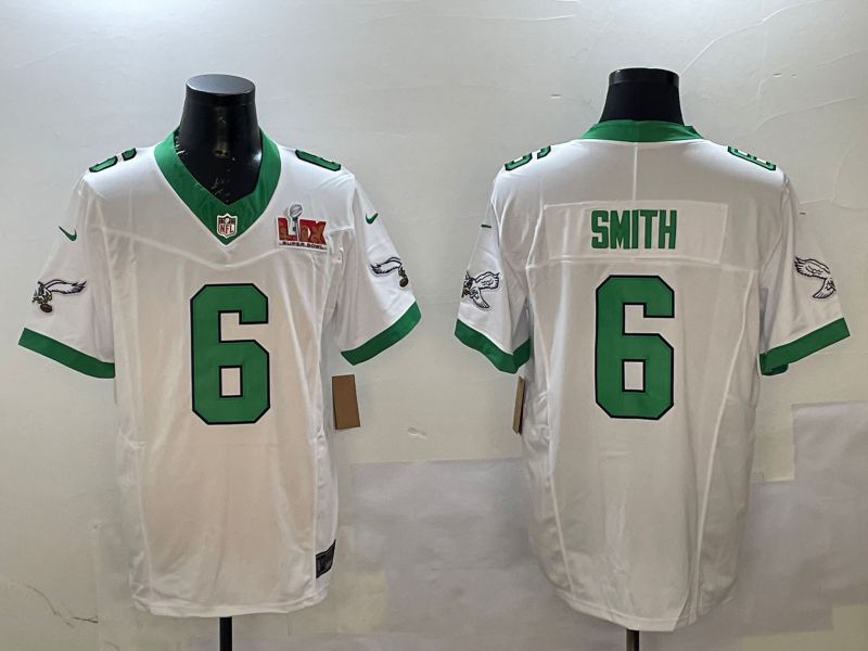 Men Philadelphia Eagles #6 Smith White Retro three generations 2025 Nike Vapor Limited NFL Jersey style 2->philadelphia eagles->NFL Jersey